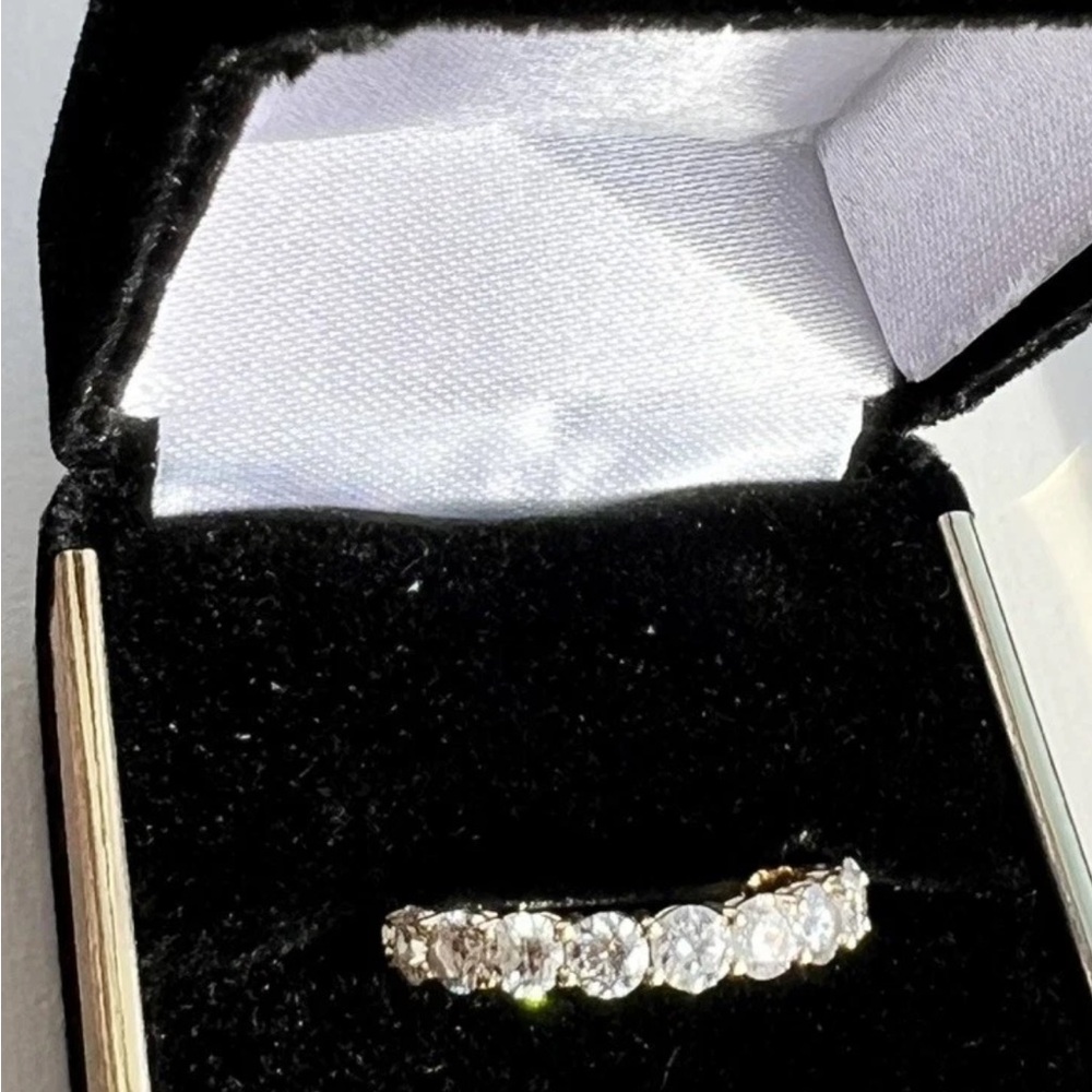 14k White Gold Natural Diamond Eternity Stackable Band Ring 2.2 ctw - Picture 3 of 11